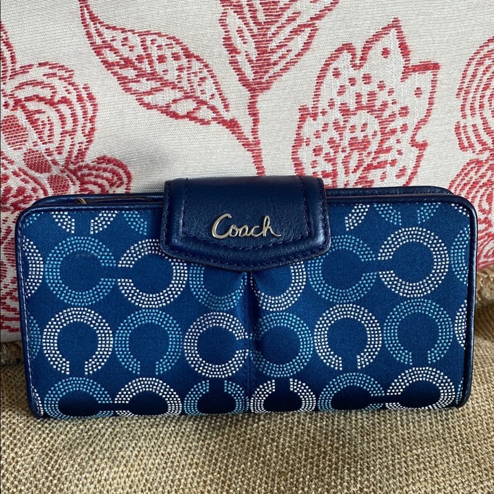 Coach Blue and White Patterned Wallet